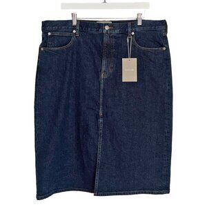 NWT Everlane Dark Blue Wash Mid Rise Denim Jeans Skirt - Size 33R - Runs Large